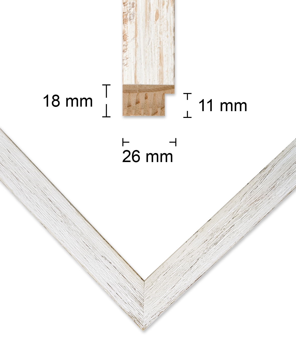 Extra Large Shabby White Washed Photo Frames A2, A1, A0, 18x18", 20x20", 24x24",